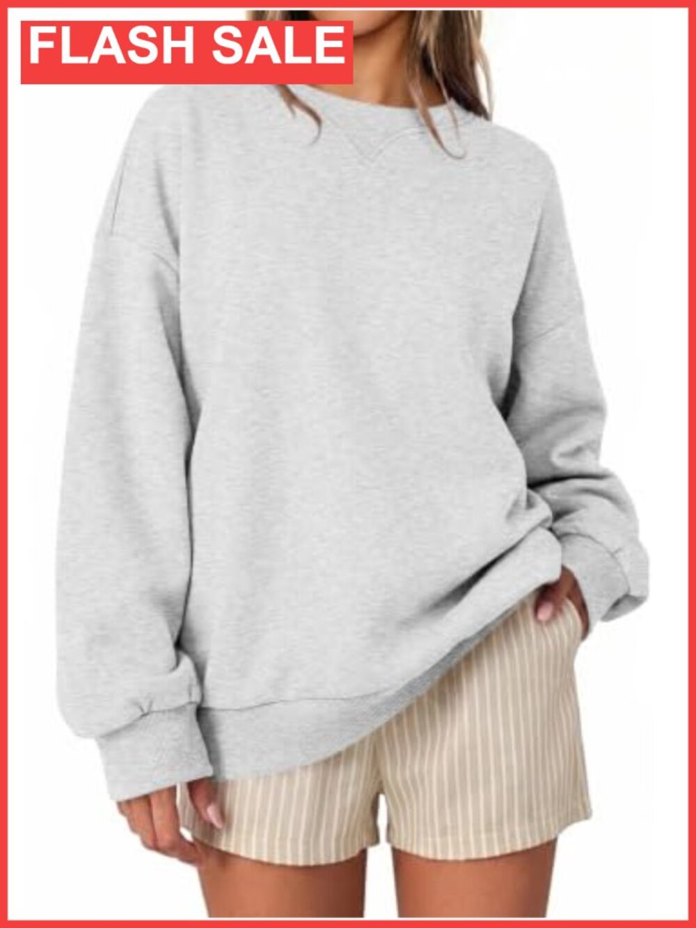 Oversized Crew Neck Fleece Sweatshirt Long Sleeve Pullover Casual